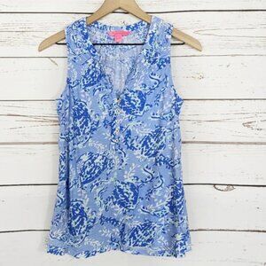 Lilly Pulitzer | Essie Blue Peri Turtly Sleeveless Top - XS
